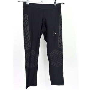 Nike Dri-Fit Black on Black Geometric Print Cropped Leggings Womens S
